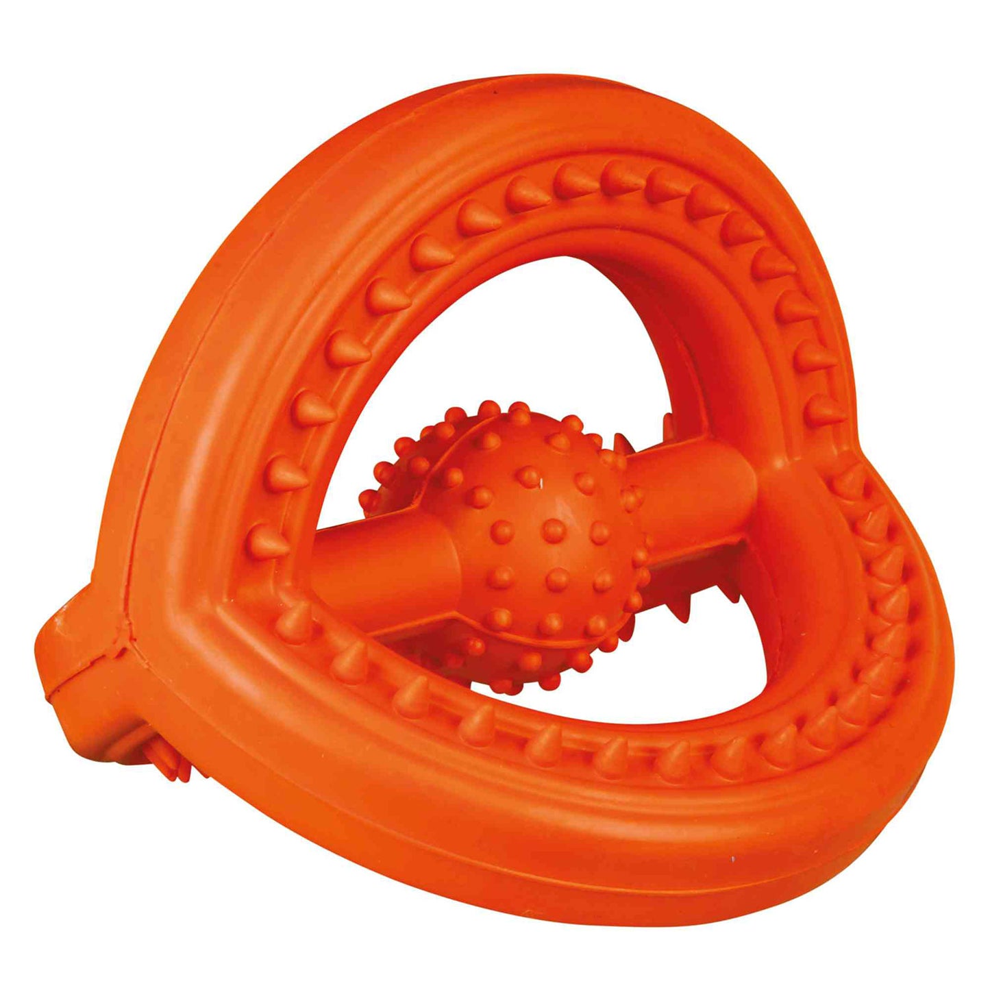 Tirador de caucho natural para perros Trixie de 14 cm, juguete de presa resistente disponible en colores surtidos para entrenamiento y juego.