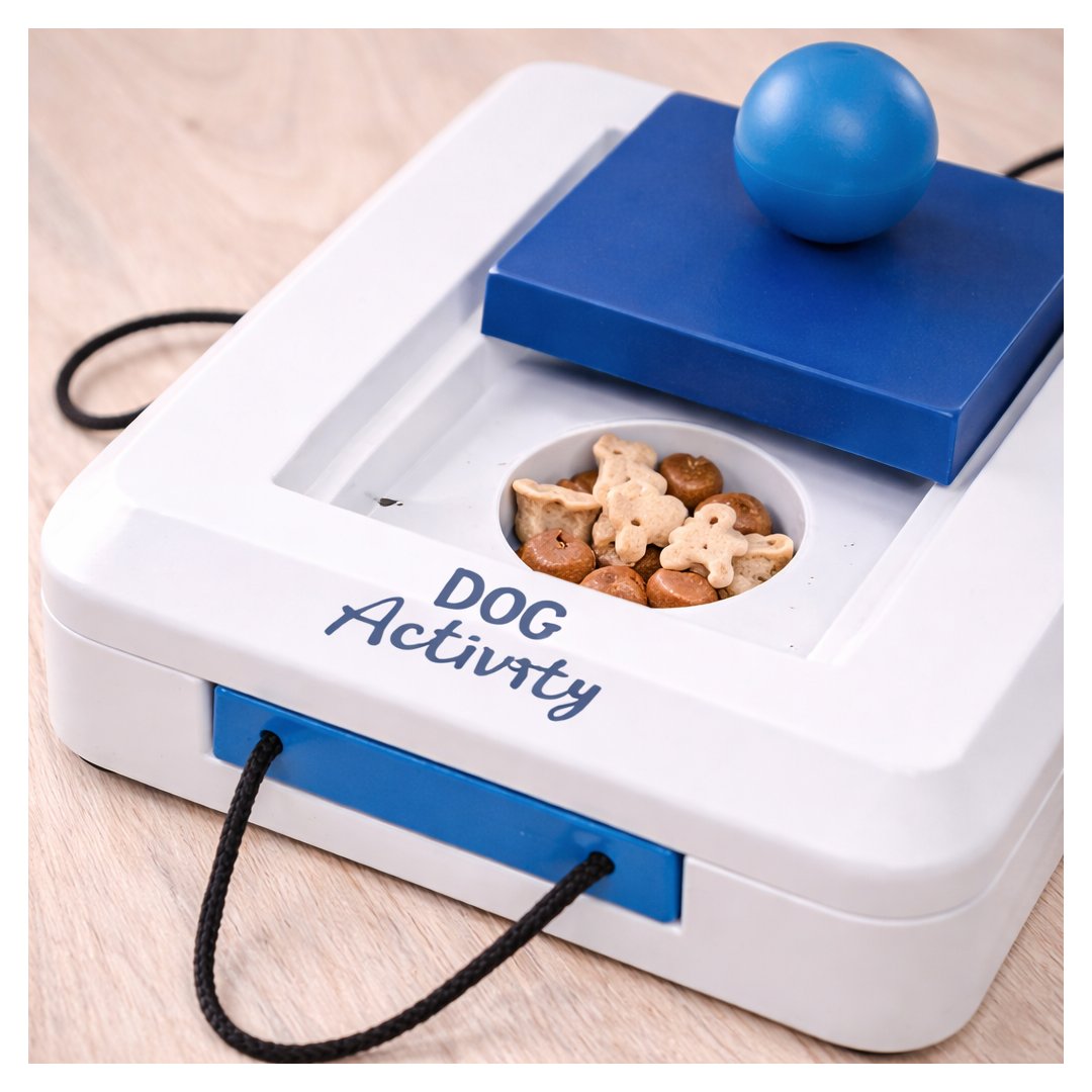 Juego interactivo Dog Activity Gamble Box con compartimento oculto y premios en el interior para estimulación mental en perros