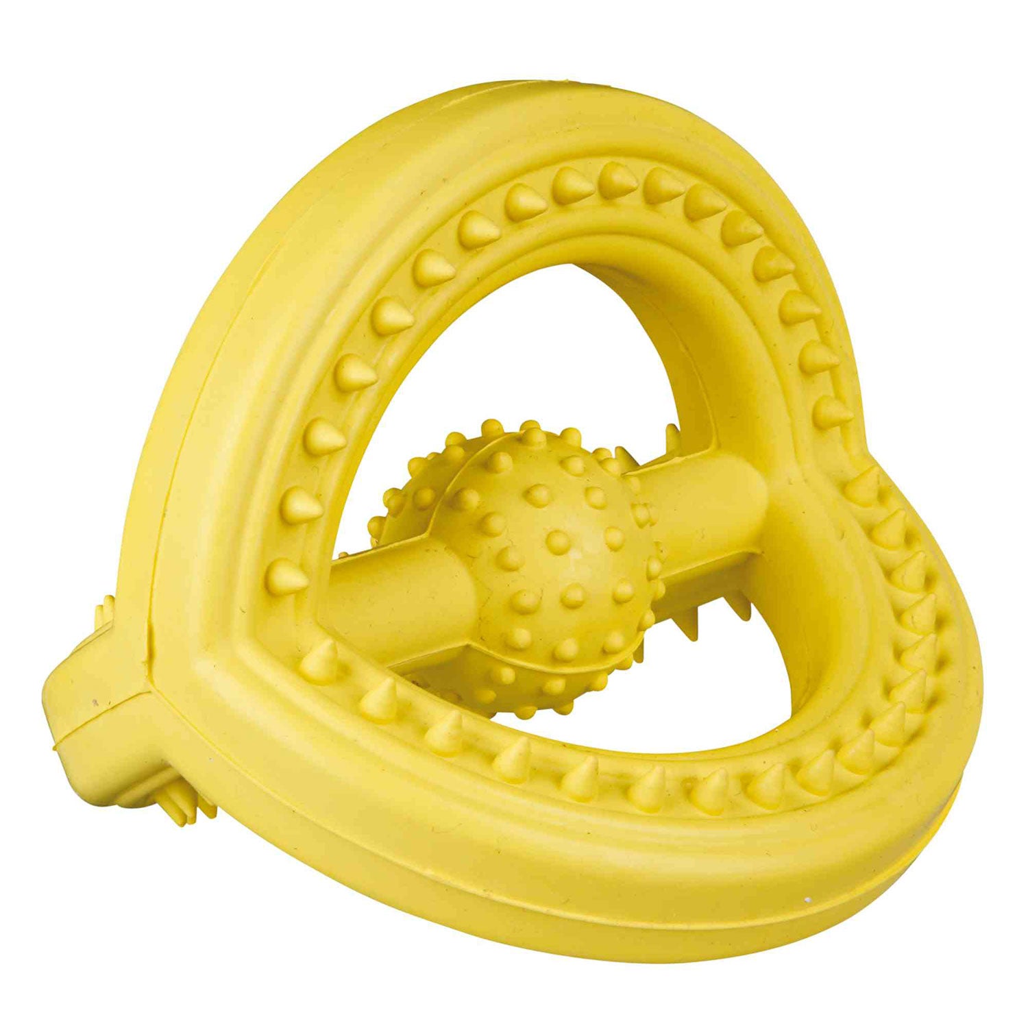 Tirador de caucho natural para perros Trixie de 14 cm, juguete de presa resistente disponible en colores surtidos para entrenamiento y juego.