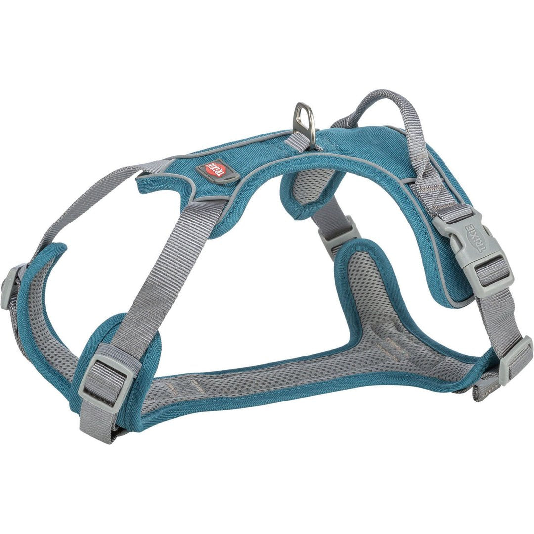 Arnés Active azul petróleo para perro con diseño ergonómico en Y, acolchado transpirable y ajuste multipunto de KeylaPets.