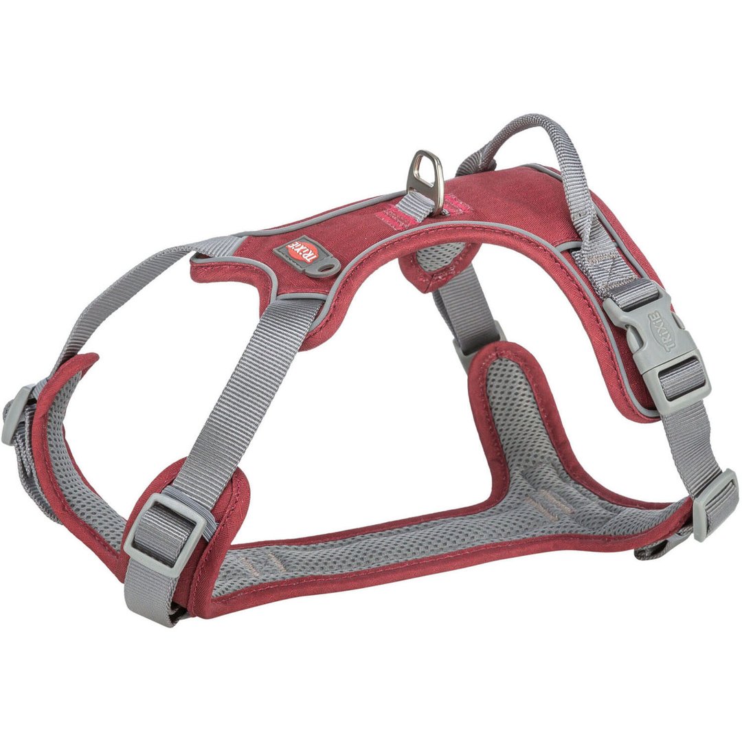 Arnés Active color sangría para perro con estructura ergonómica en Y, acolchado transpirable y ajuste multipunto de KeylaPets.
