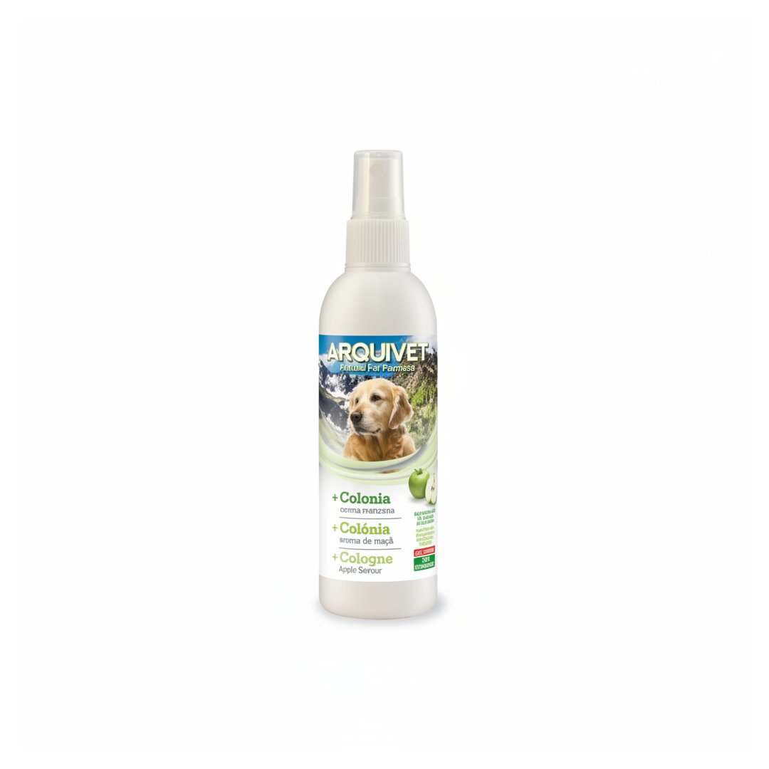 Colonia para perros aroma manzana de Arquivet en formato spray para cuidado e higiene canina.