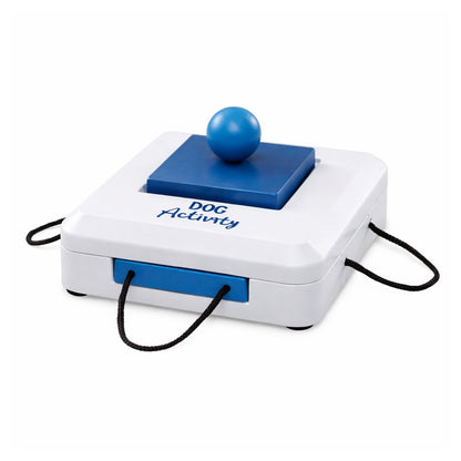 Juego interactivo para perros Dog Activity Gamble Box nivel intermedio con cajones deslizantes y tapa superior azul
