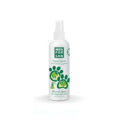 Spray bucal para perro Menforsan para higiene dental y reducción del mal aliento.